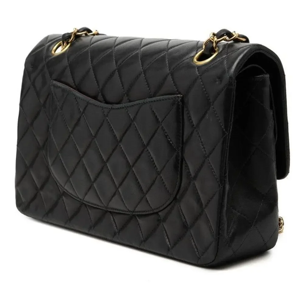Chanel Matelasse Lambskin Coco Mark 25 Double Flap Chain Shoulder Bag Navy